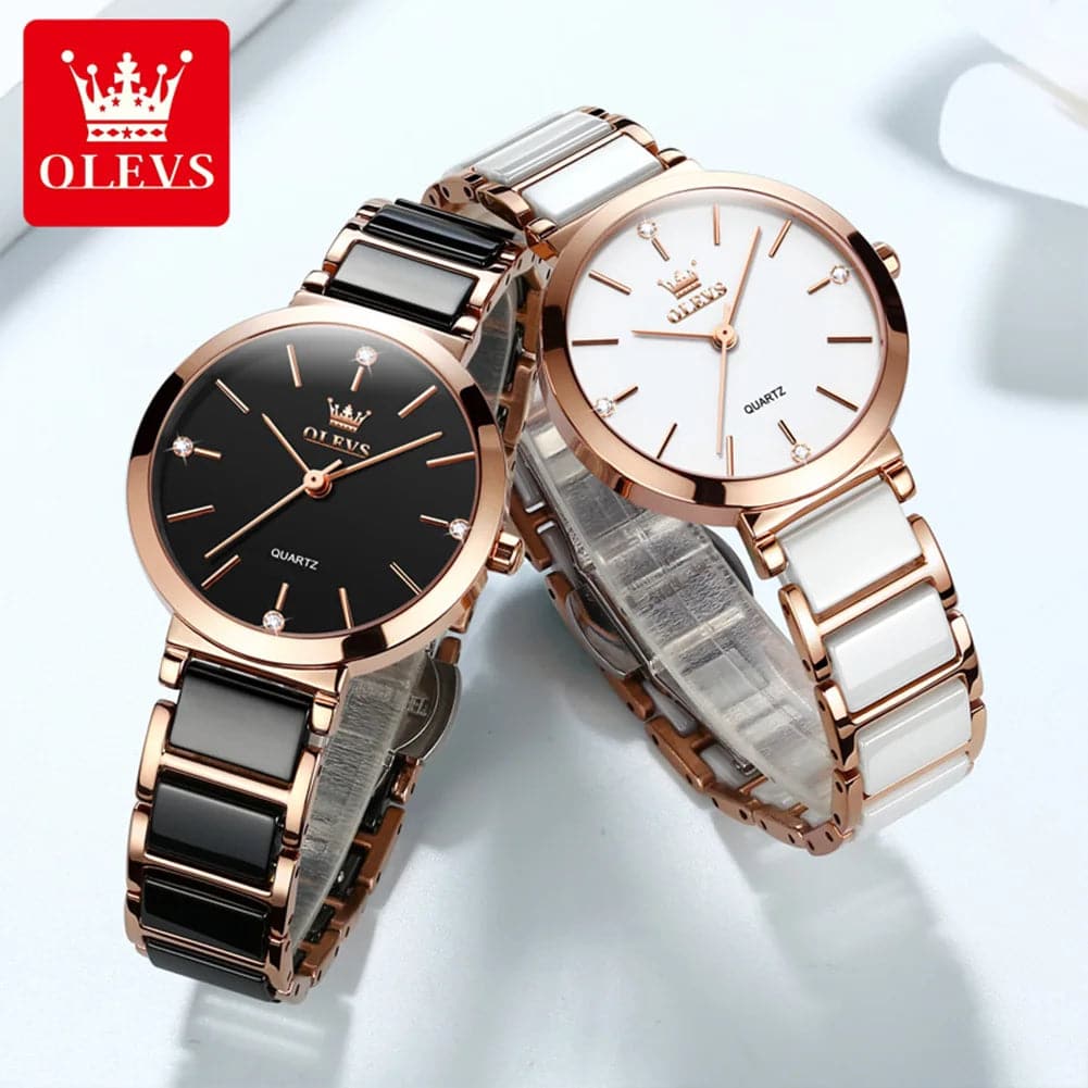 OLEVS Women's Luxury Ceramic Watch with Bracelet - Image 4