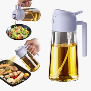 Glass Olive Oil Dispenser Bottle & Oil Sprayer Bottle 2 in 1 for Kitchen Cooking