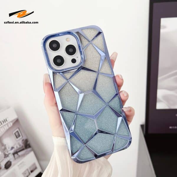 Soft Clear Lattice  Case for iPhone 15 Pro Max 11 12 13 14 Pro Max Gradient Glitter Geometric  Pattern Phone Case - Image 7
