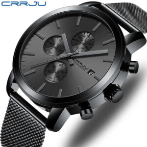 CRRJU Men's Luxury Stainless Steel Waterproof Quartz Watch
