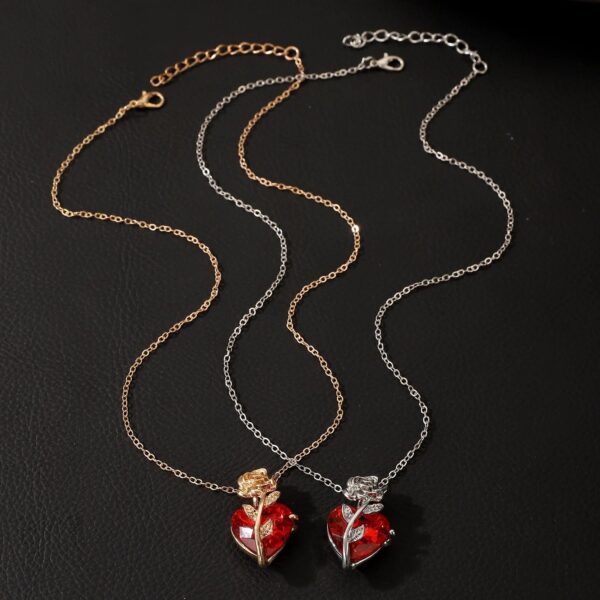 Red Heart Rose Necklace Birthday Gift Jewelry
