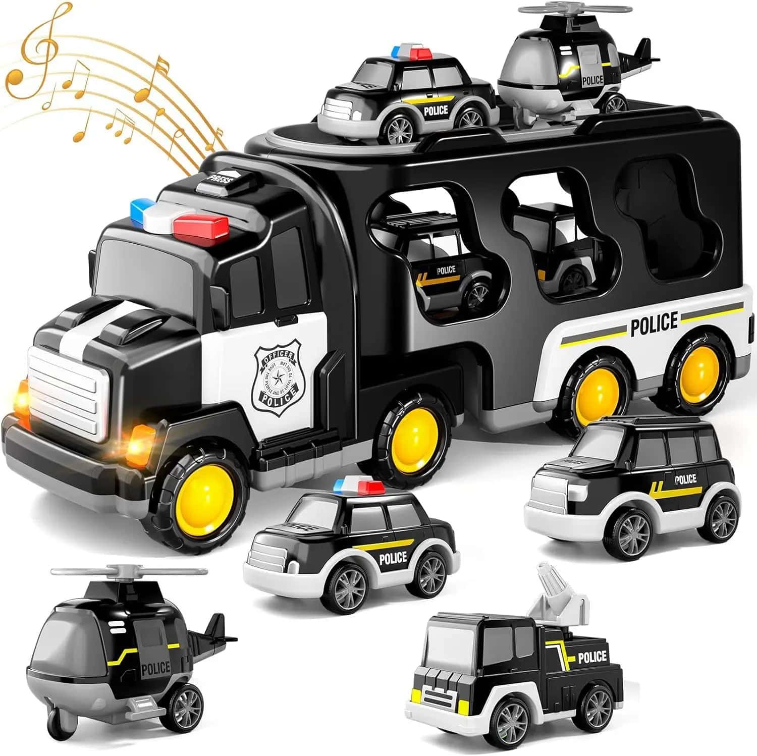 Toddler City Truck with Lights & 6 Mini Vehicles 7-in-1 Set