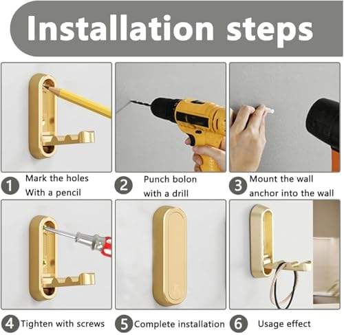 Foldable Wall Mount Hooks – Premium Gold Zinc Alloy Hanger Rail for Home Storage - Image 6