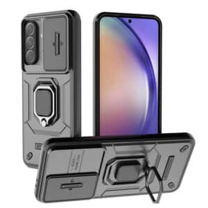Samsung A Series Shockproof Case with Slide Camera Lens & Ring Stand