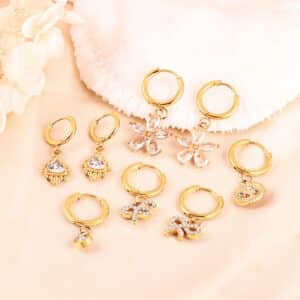 Stainless Steel Geometric Flower Clip Earrings for Girls