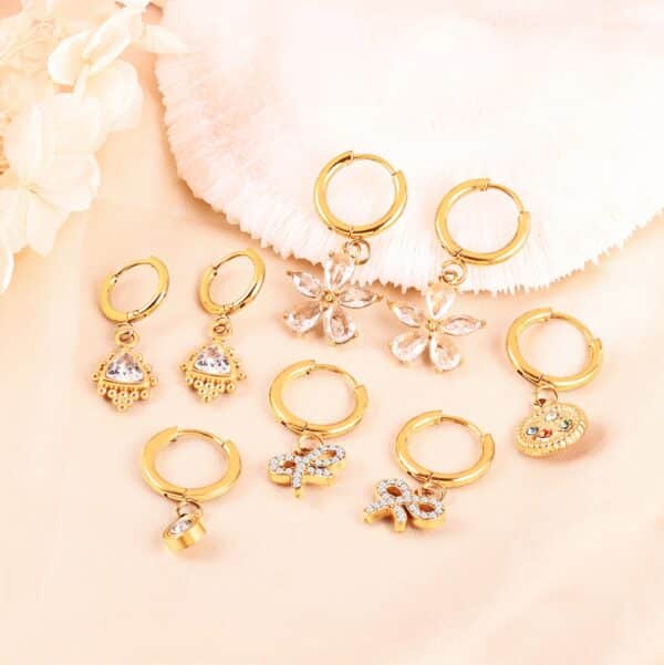 Stainless Steel Geometric Flower Clip Earrings for Girls