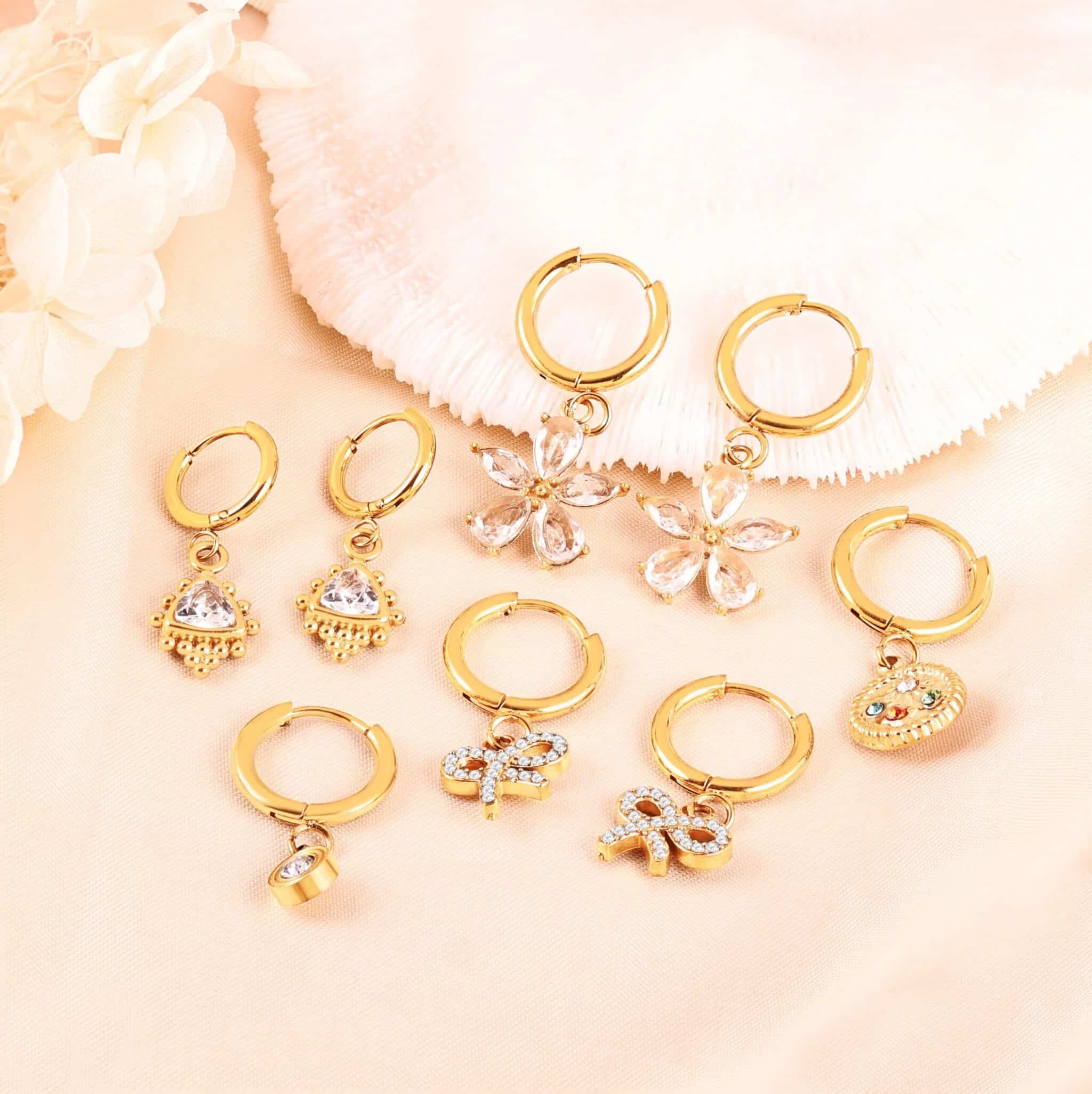Stainless Steel Geometric Flower Clip Earrings for Girls