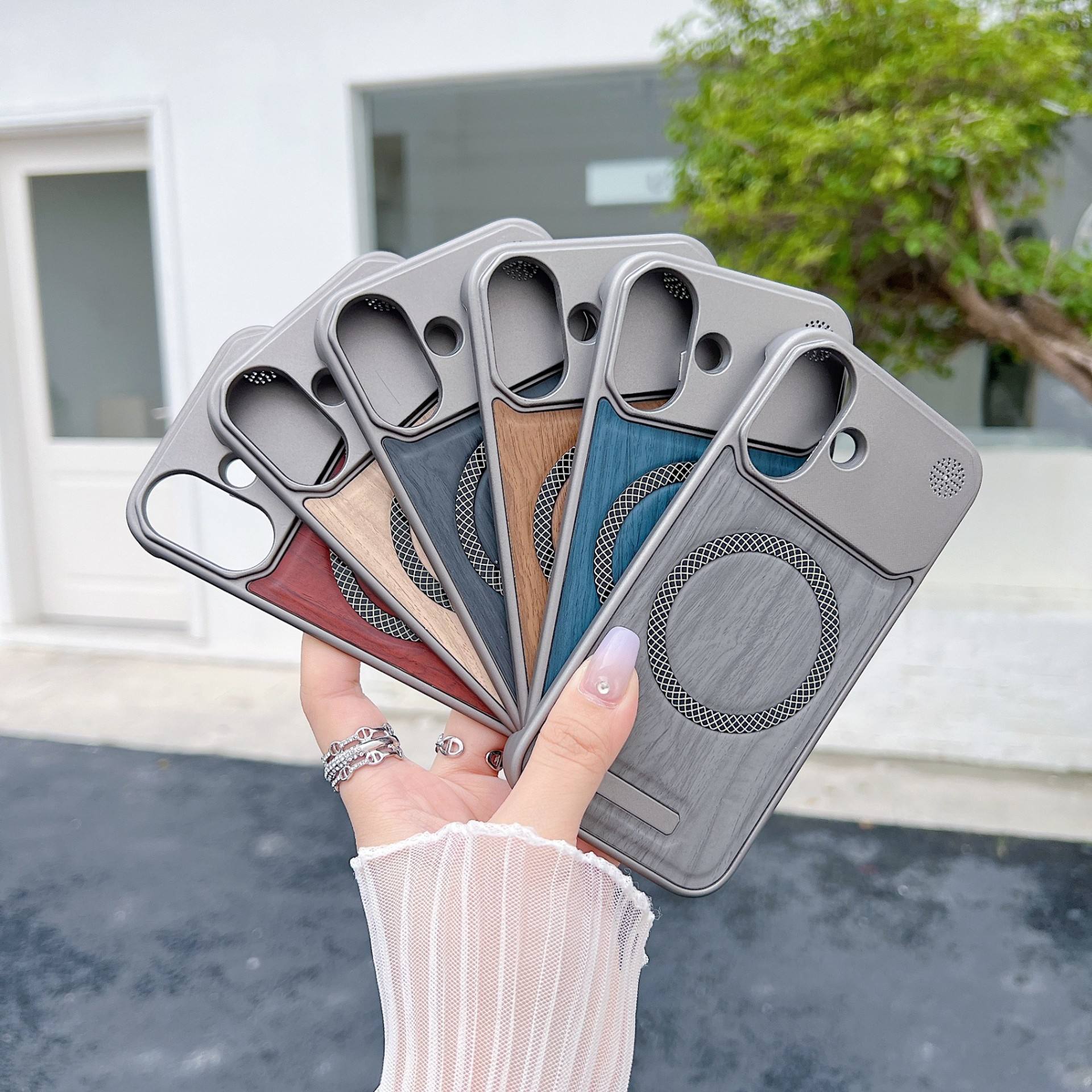 Luxury Aromatherapy Wood Grain Case – Magnetic Suction Borderless Design for iPhone 13/17 Pro Max - Image 6