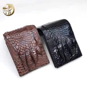 Men's Crocodile Leather Wallet with Zipper & Card Slots