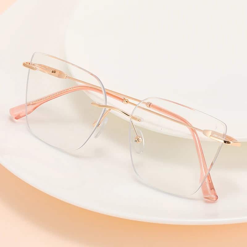 Rimless Butterfly Frame Sunglasses UV400 Alloy Unisex