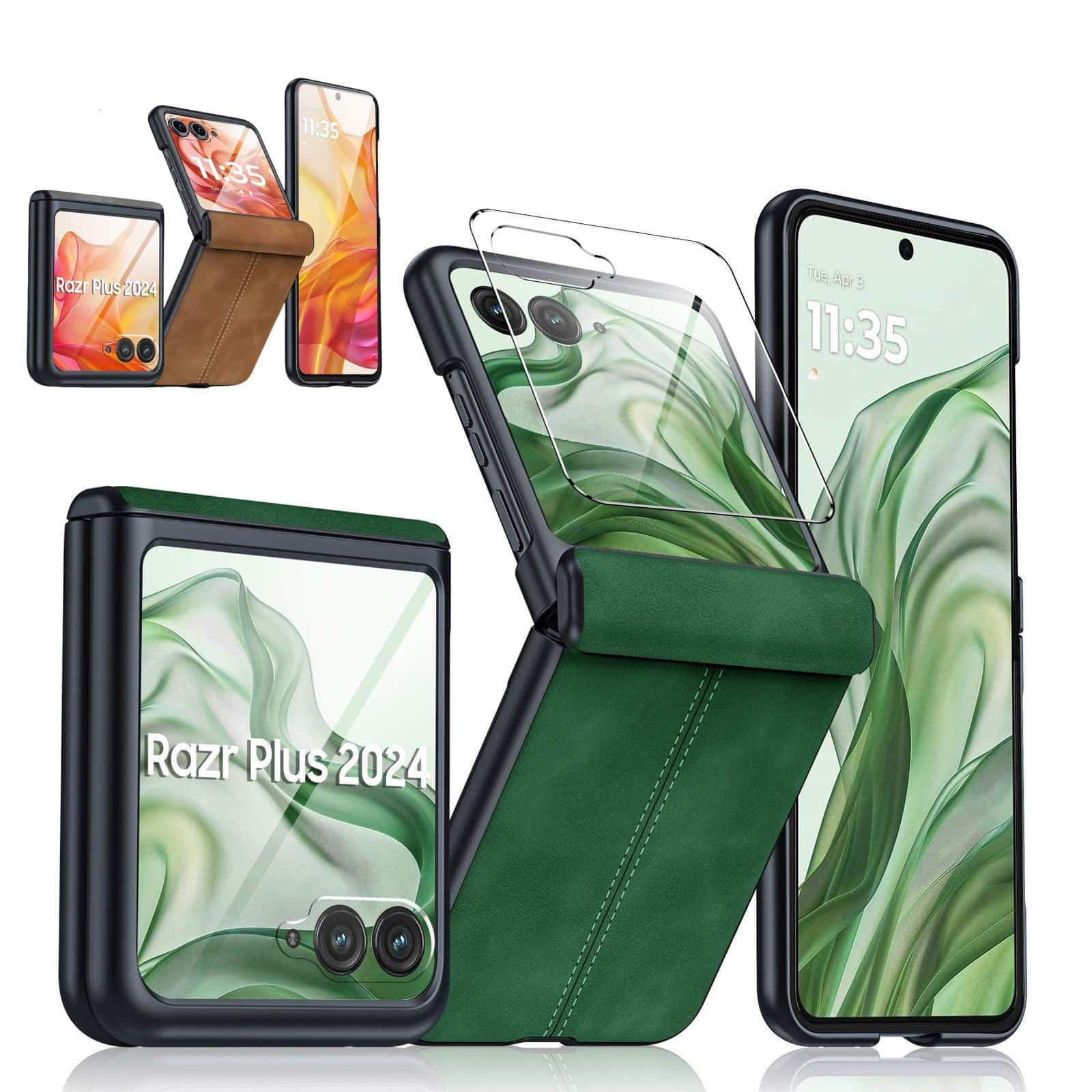 Suture PU Leather Hinge Protection Full Body Case for Samsung Z Flip – Luxury Foldable Cover
