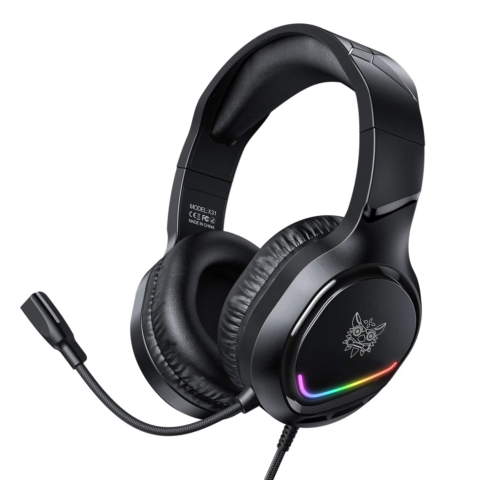 ONIKUMA X31 Gaming Headset with LED, Mic & Memory Foam Earmuffs