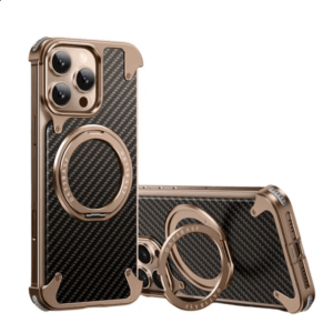 Aluminum Carbon Fiber Case with Magnetic Stand for iPhone