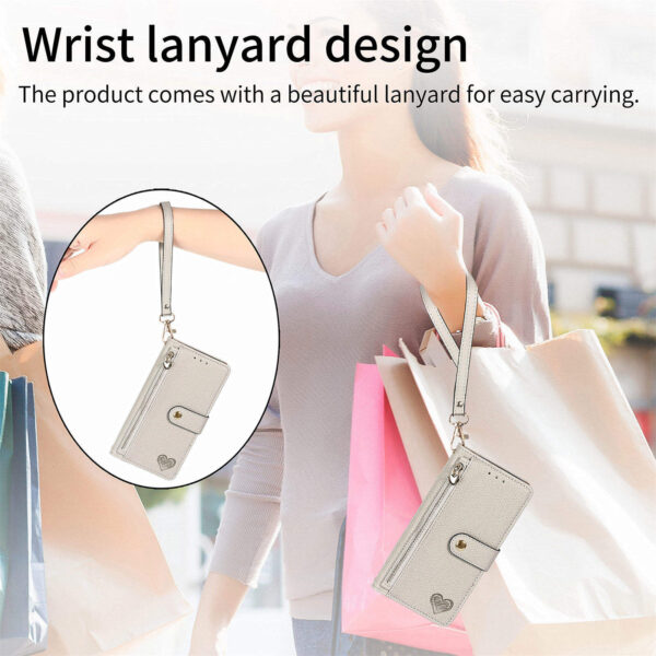 Luxury Heart Design Flip Leather Wallet Case for Girls – Card Holder & Book Style Cover for Mobile Phone - Image 5