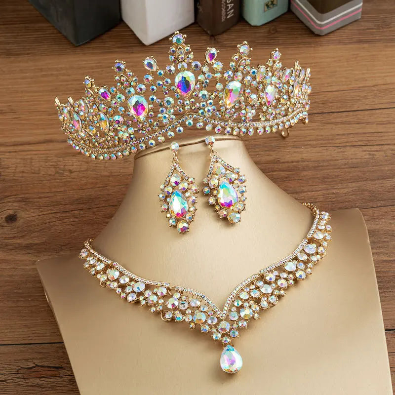 Luxury Rhinestone Bridal Jewelry Set with Crown & Earrings - Image 3