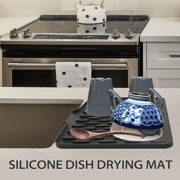 Multifunctional Silicone Dish Drying Mat with Built-In Drain Lip – Portable & Durable Kitchen Pad - Image 2