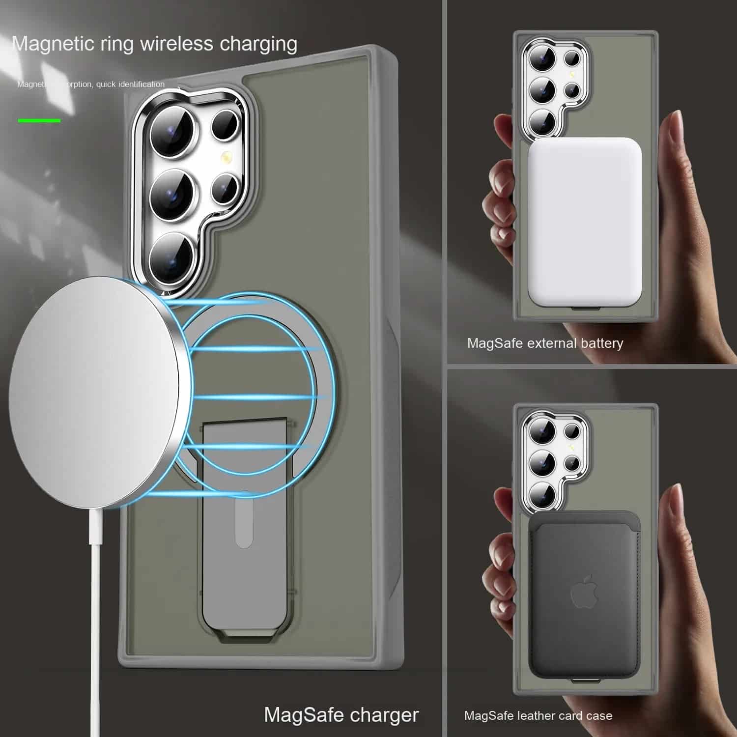 Magnetic Shockproof Matte Skin-Feel Case with Kickstand for Samsung S25 / S24 / S23/s22Ultra - Image 6