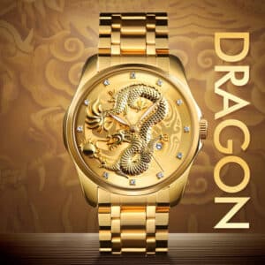 Men's Gold Dragon Quartz Watch