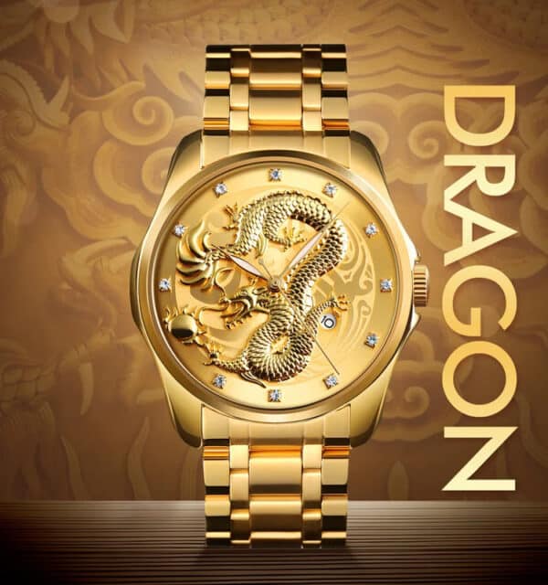 Men's Gold Dragon Quartz Watch