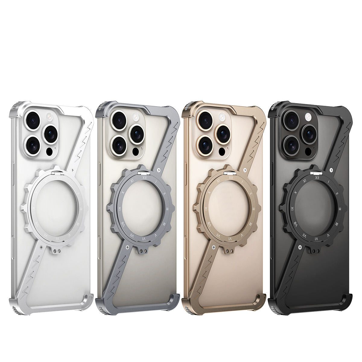 Z-Type Magnetic Aluminum Alloy Kickstand Case for iPhone – Wireless Charging Metal Phone Cover - Image 5