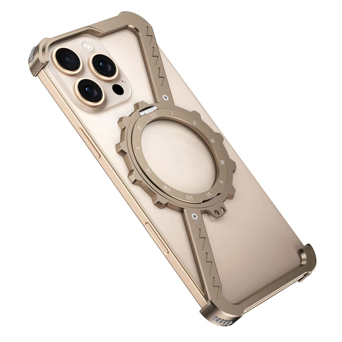 Z-Type Magnetic Aluminum Alloy Kickstand Case for iPhone – Wireless Charging Metal Phone Cover - Image 4