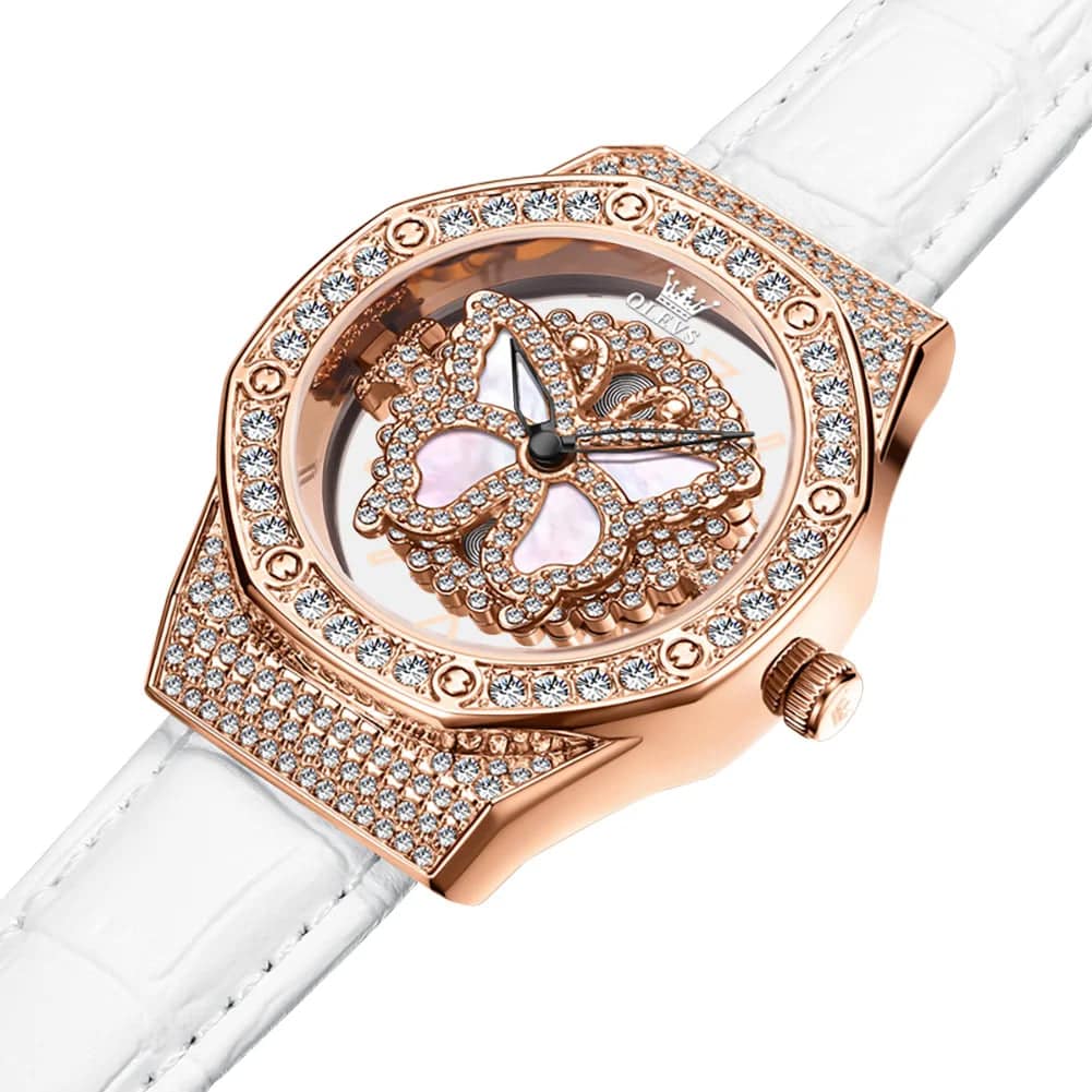 OLEVS Women's Luxury Luminous Quartz Watch with Leather Strap - Image 3